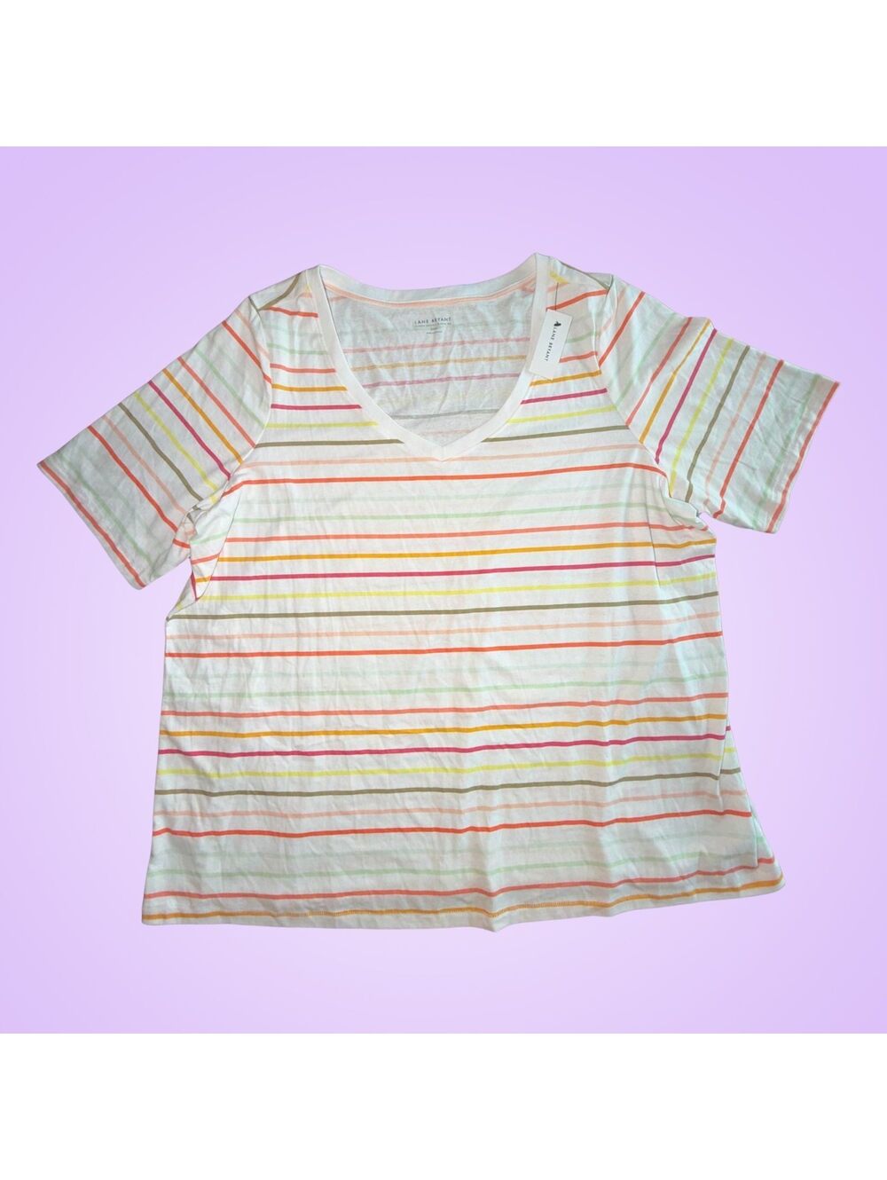 Womens Plus Size 22/24 New Lane Bryant Multicolor Striped Perfect Sleeve Tee